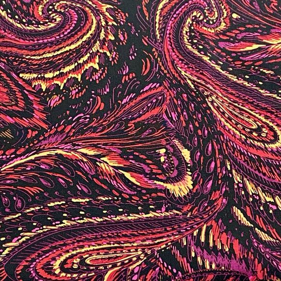 Catherines Button-Up Tunic Top Blouse 4X Red Multicolor Paisley Roll Tab Sleeves - Picture 5 of 7